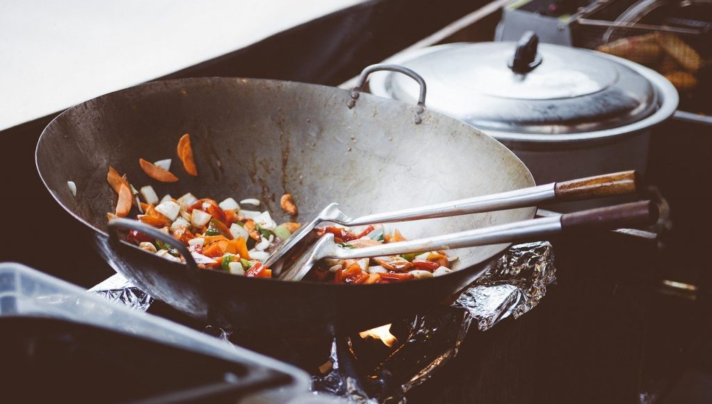 cocción de verduras al wok